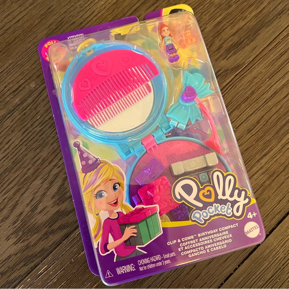 Birthday Polly Pocket w/ compact, comb and hair clip